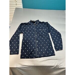 Polo Ralph Lauren Size M Men's All Over Polo Player Pajama Shirt Navy Color